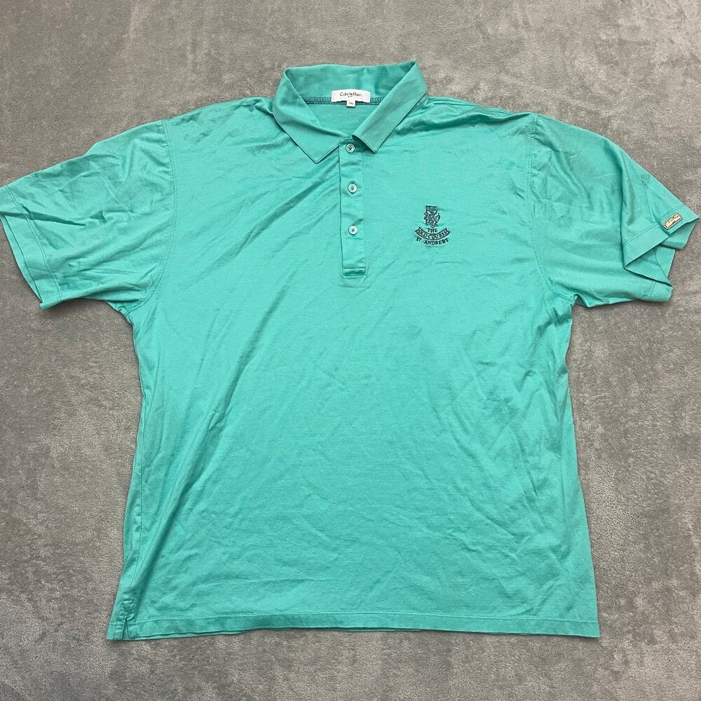 Calvin Klein Golf Polo Shirt The Old Course St Andrews Green Size Large
